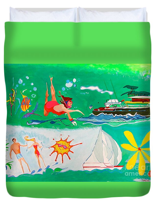 Vacation Duvet Cover featuring the painting Vacation All I Ever Wanted by Beth Saffer
