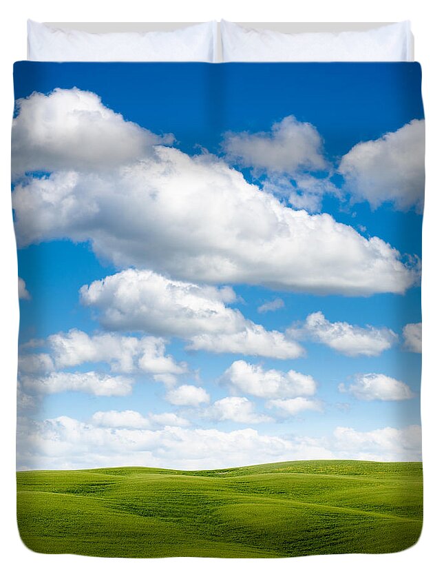 Scenics Duvet Cover featuring the photograph Val Dorcia Lanscape Panoramic View - by Franckreporter