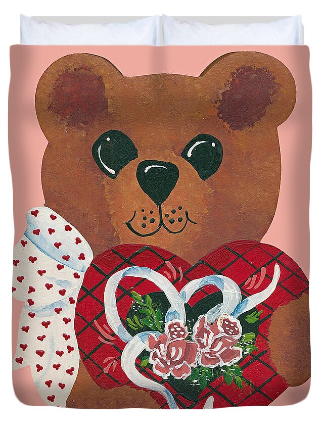 Valentine Duvet Cover featuring the painting Valentine Hug by Barbara McDevitt