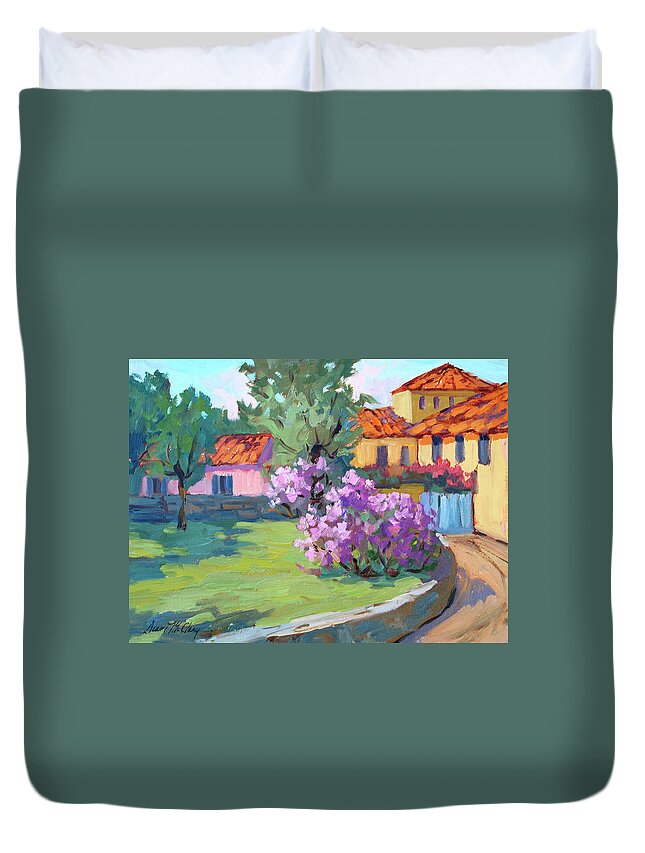 Van Gogh Duvet Cover featuring the painting Van Gogh Hospital St. Remy by Diane McClary