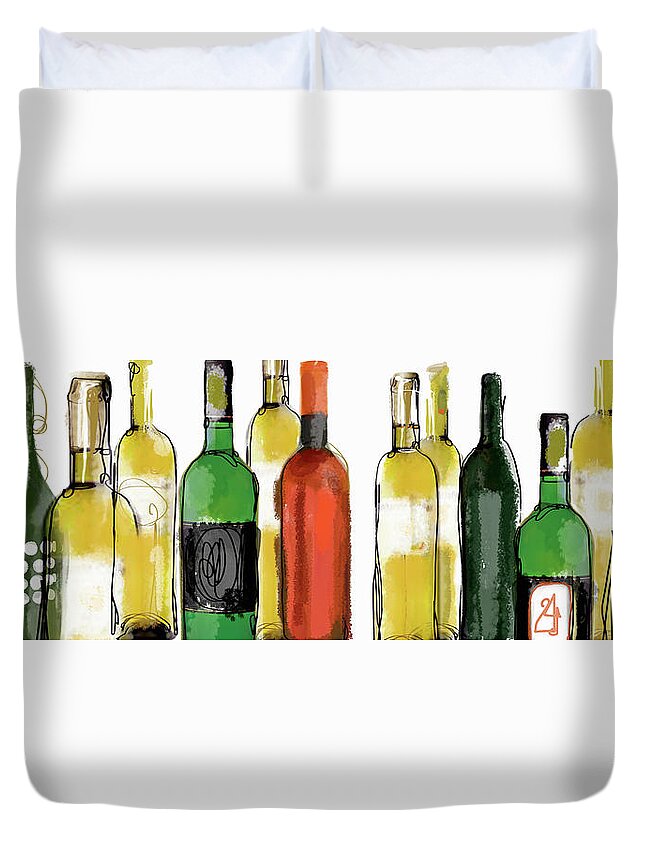 Abundance Duvet Cover featuring the photograph Various Wine Bottles by Ikon Ikon Images
