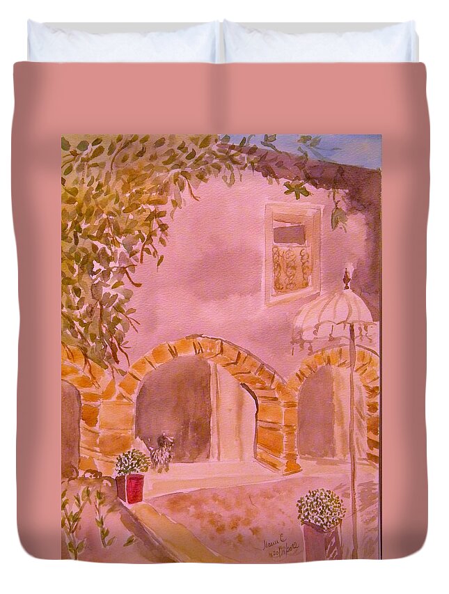 Vaucluse Duvet Cover featuring the painting Vaucluse Provence by Manuela Constantin