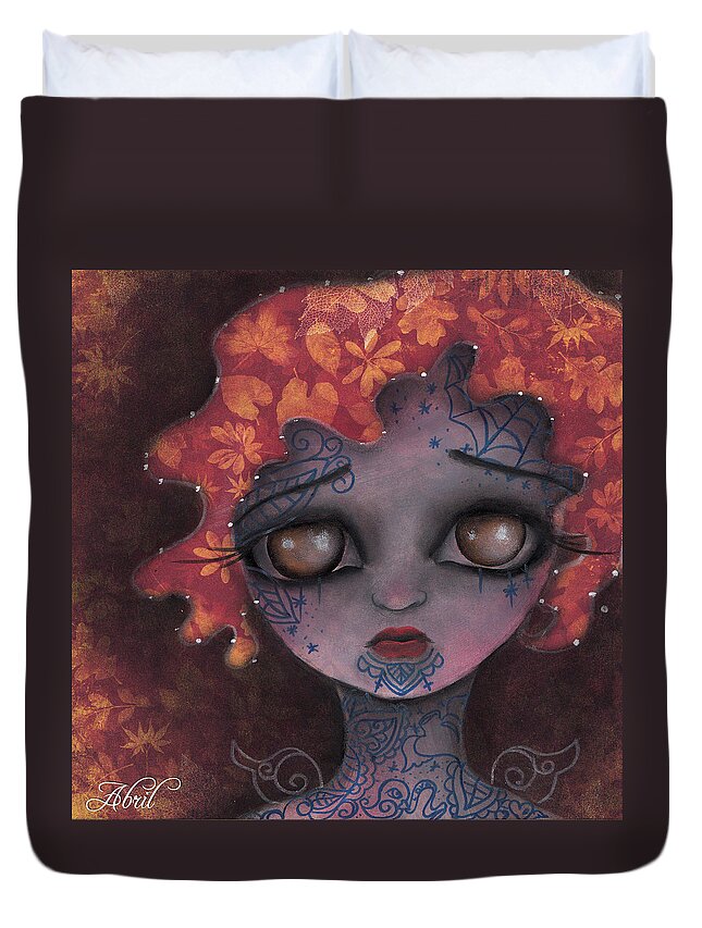 Tattoos Duvet Cover featuring the painting Vayo by Abril Andrade
