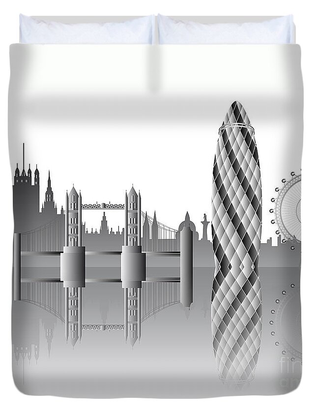London Duvet Cover featuring the digital art London skyline #10 by Michal Boubin