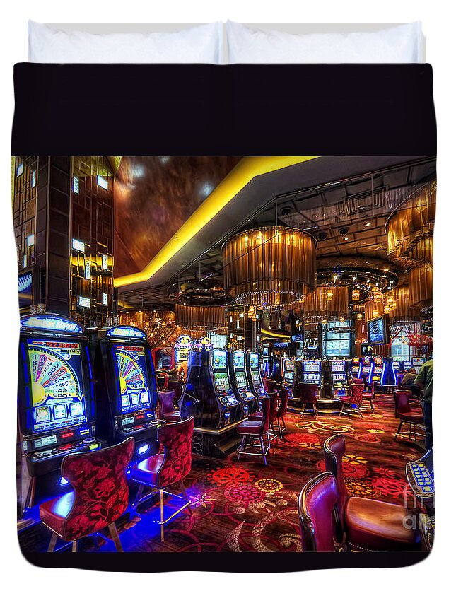 Art Duvet Cover featuring the photograph Vegas Slot Machines by Yhun Suarez