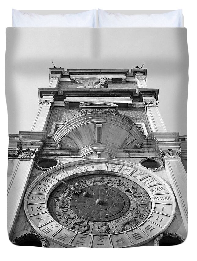 Venice Duvet Cover featuring the photograph Venice Clock Tower by Riccardo Mottola