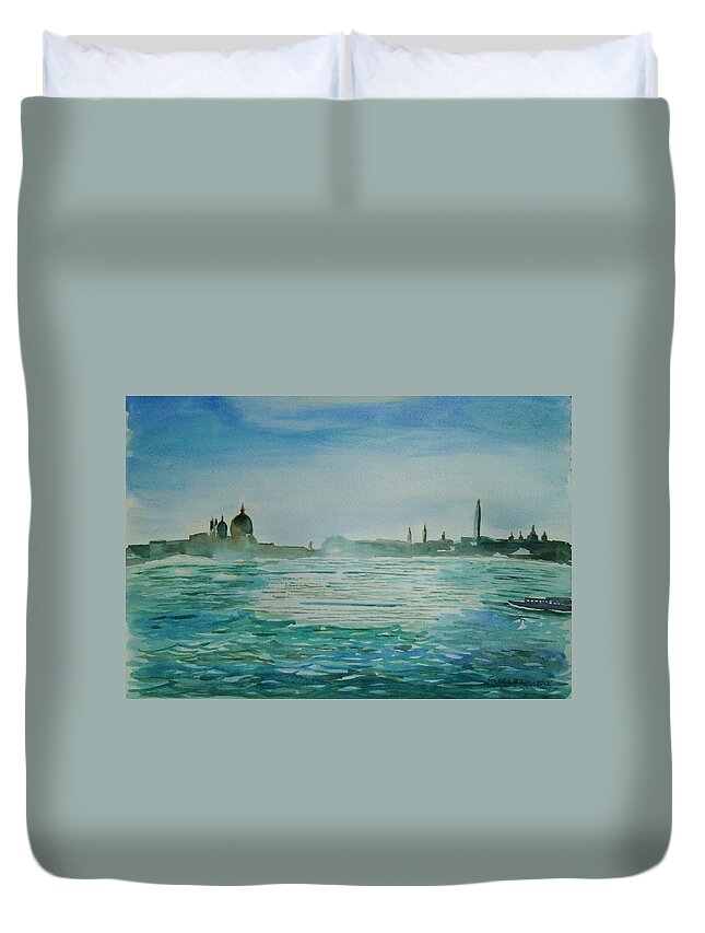 Venice Duvet Cover featuring the painting Venice by Geeta Yerra