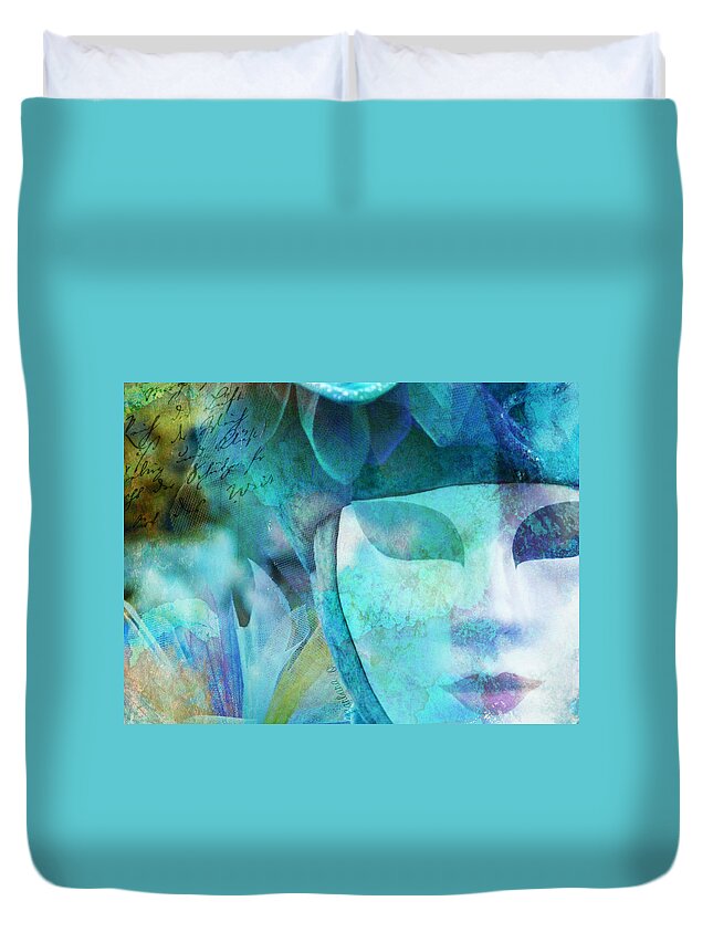 Carnival Duvet Cover featuring the photograph Venitian Carnival - Mask by Barbara Orenya