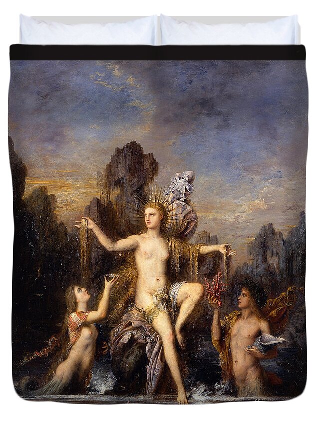 Gustave Moreau Duvet Cover featuring the painting Venus rising from the sea by Gustave Moreau