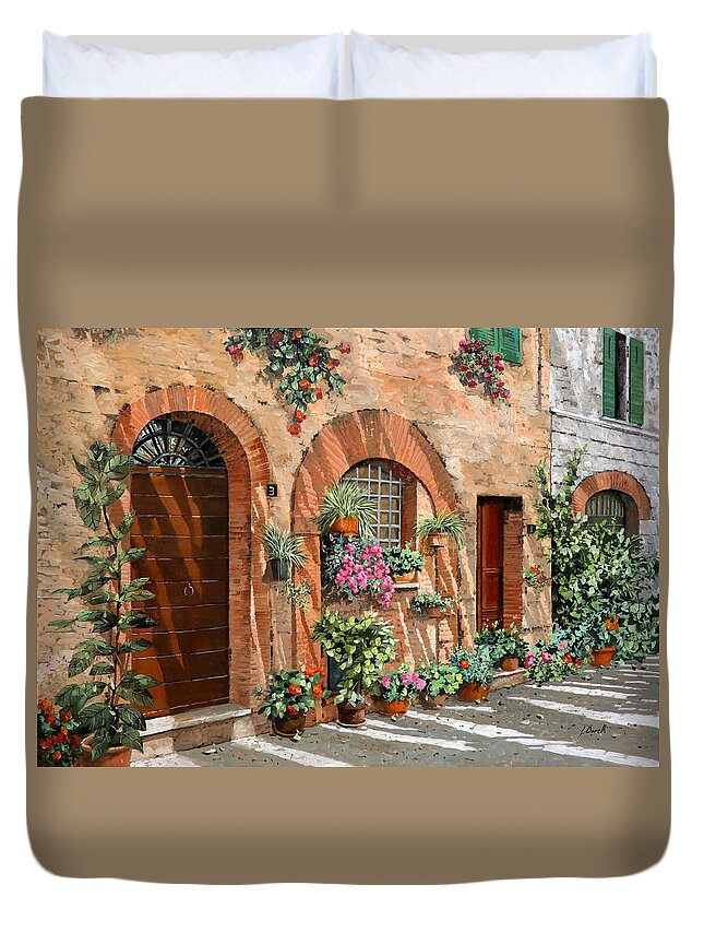 Tuscany Duvet Cover featuring the painting Viaggio In Toscana by Guido Borelli