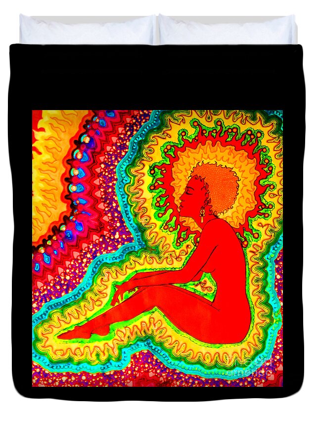 Vibrant Duvet Cover featuring the drawing Vibrant 2 by Baruska A Michalcikova