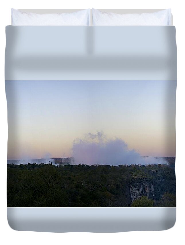 Sunset Duvet Cover featuring the photograph Victoria Falls Sunset by Brian Kamprath