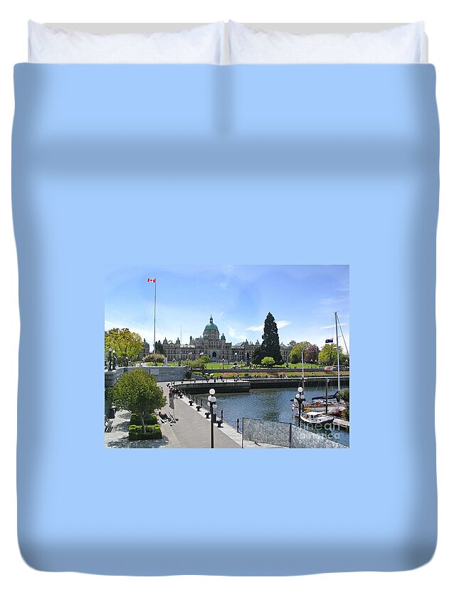 Victoria Duvet Cover featuring the photograph Victoria's Parliament Buildings by Vivian Martin