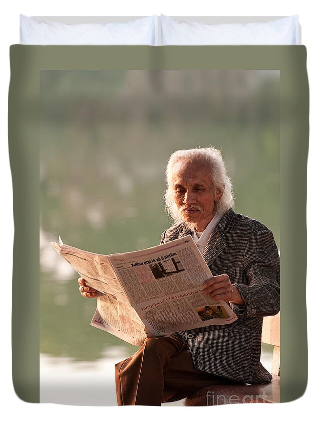 Vietnam Duvet Cover featuring the photograph Vietnamese Man by Rick Piper Photography