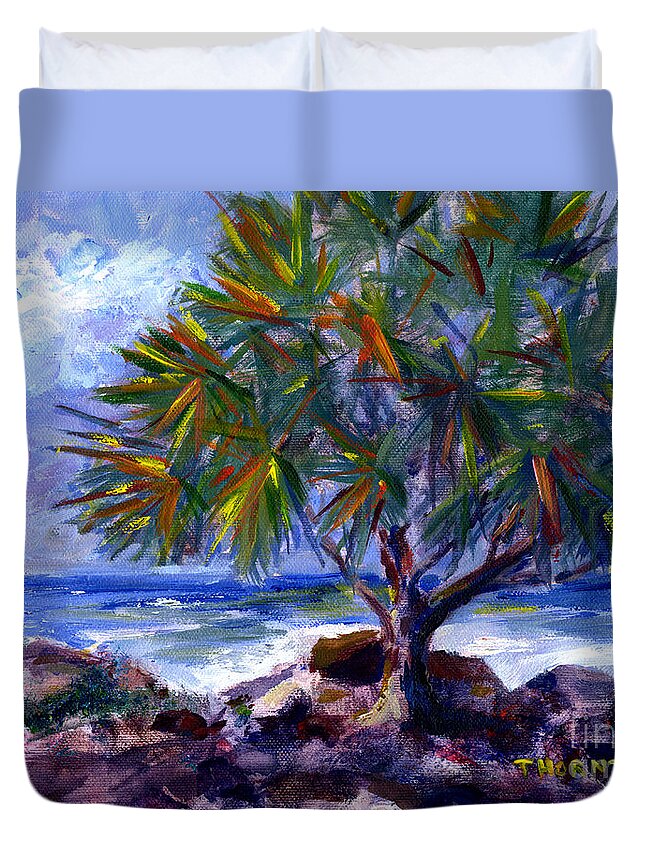 Hawaii Duvet Cover featuring the painting View at Maku'u by Diane Thornton