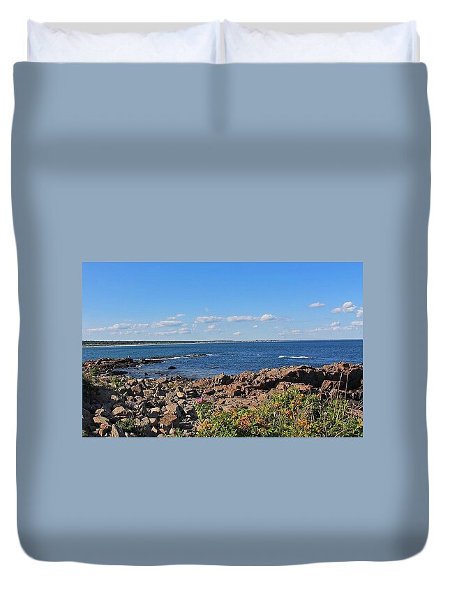 Maine Duvet Cover featuring the photograph View From Marginal Way Ogunquit Maine 3 #1 by Michael Saunders