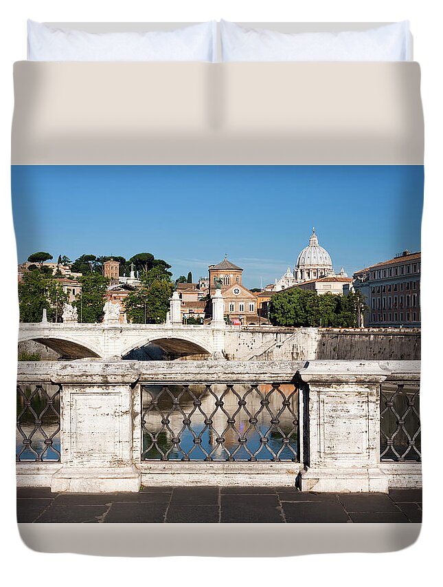 Clear Sky Duvet Cover featuring the photograph View From Ponte Santangelo by Jorg Greuel