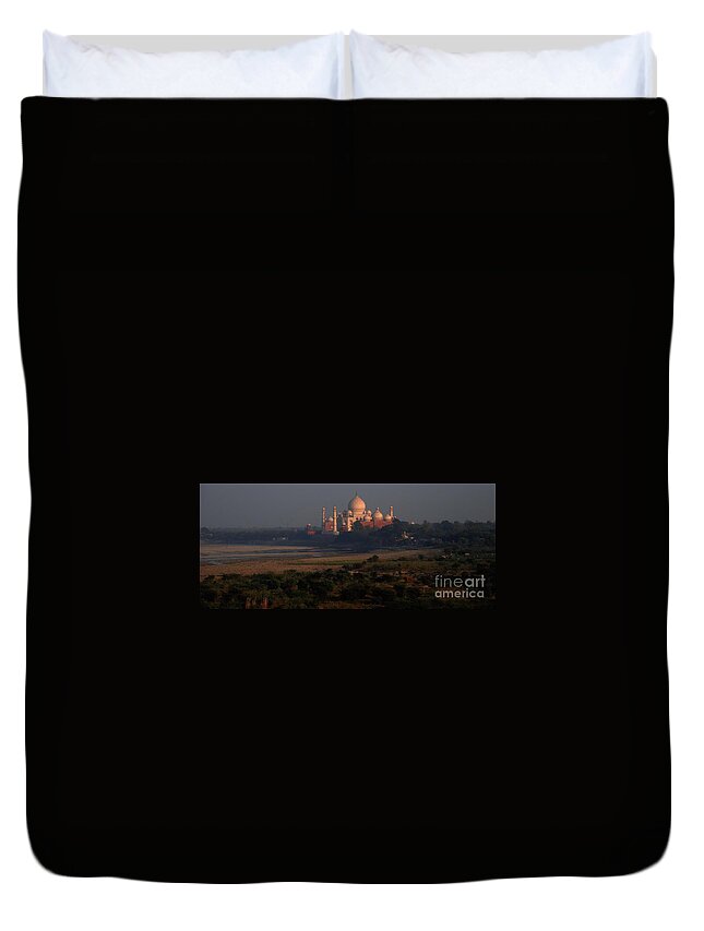Taj Mahal Duvet Cover featuring the photograph View from Shah Jahan Window by Jacqueline M Lewis