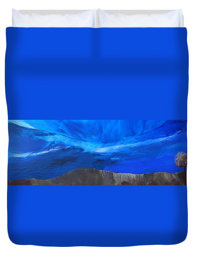 Sky Duvet Cover featuring the painting View From the Ridge by Linda Bailey