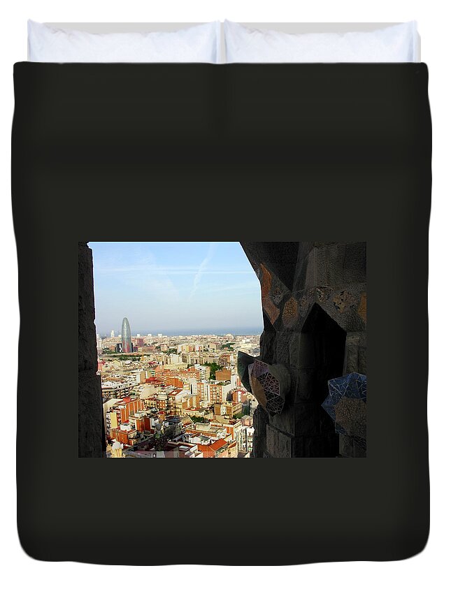 Barcelona Duvet Cover featuring the photograph View of Barcelona from Sagrada Familia by Jacqueline M Lewis