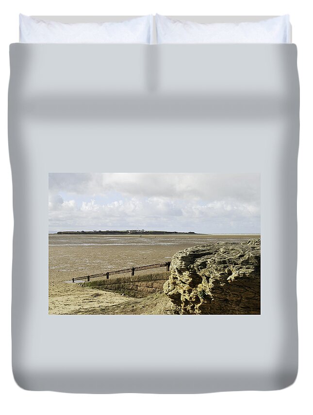 Hilbre Island Duvet Cover featuring the photograph View over to Hilbre by Spikey Mouse Photography