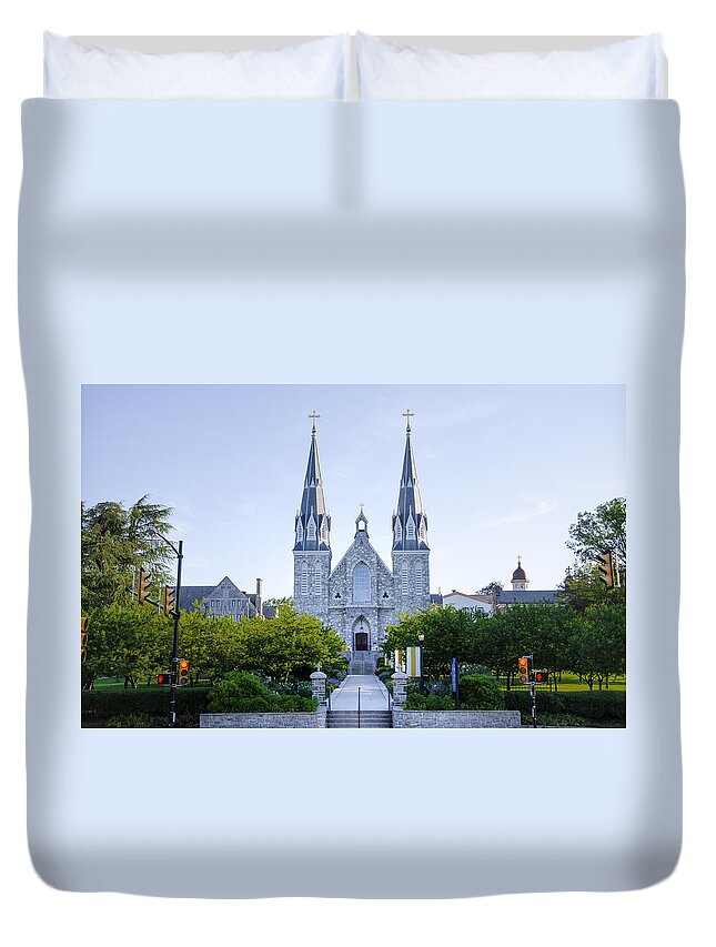 Villanova Duvet Cover featuring the photograph Villanova Cathedral by Bill Cannon