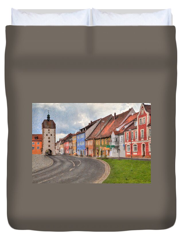 Vilseck Duvet Cover featuring the photograph Vilseck Marktplatz by Shirley Radabaugh