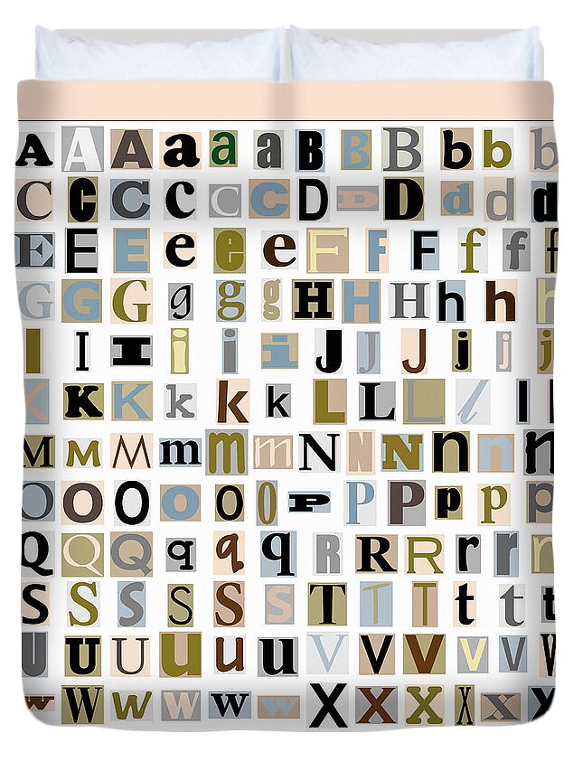 Alphabet Duvet Cover featuring the digital art Vintage Alphabet Letters Poster by Joy McKenzie