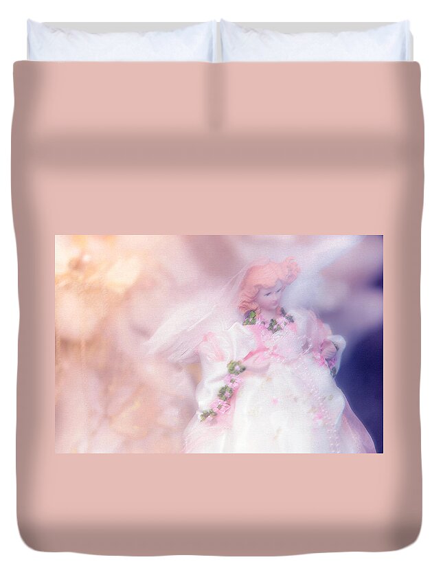 Merry Christmas Duvet Cover featuring the photograph Vintage Doll for Xmas Time by Jenny Rainbow