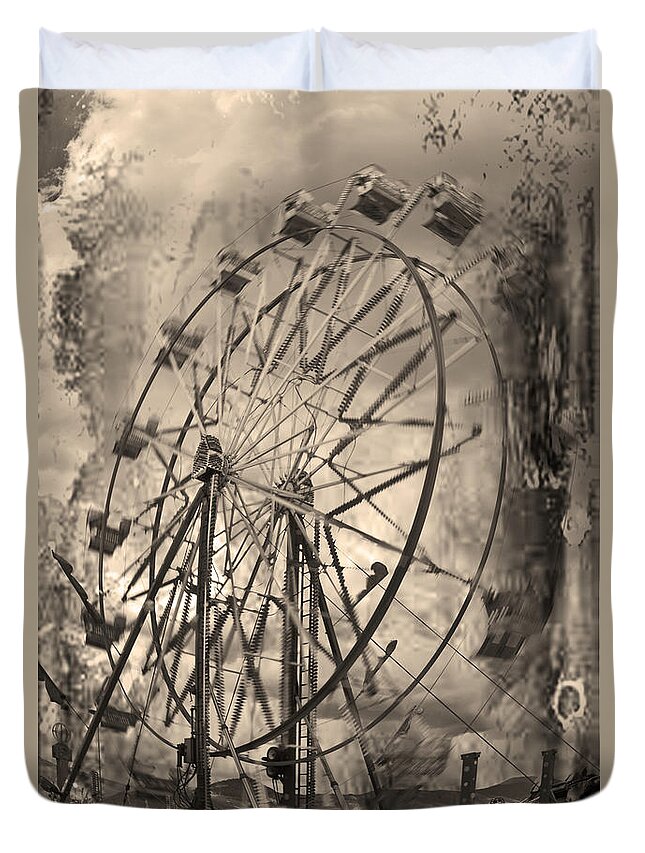 Ferris Wheel Duvet Cover featuring the photograph Vintage Ferris Wheel by Theresa Tahara