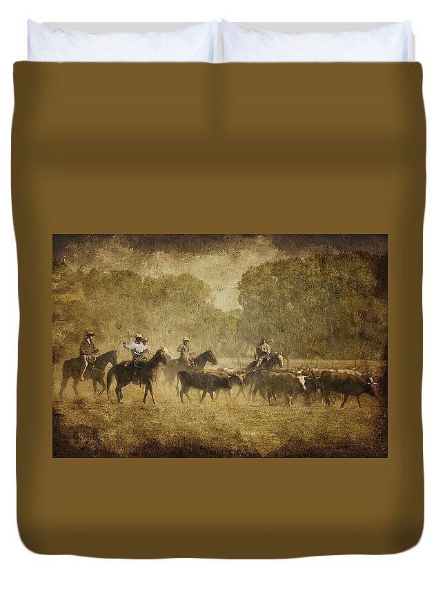 Vintage Roundup Duvet Cover featuring the photograph Vintage Roundup by Priscilla Burgers