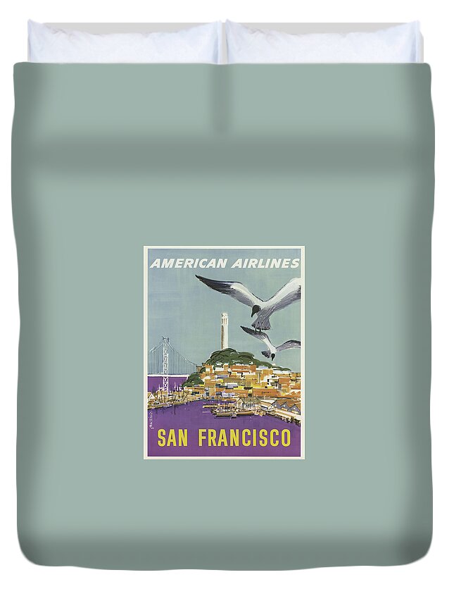 San Francisco Duvet Cover featuring the digital art Vintage Travel Poster - San Francisco by Georgia Clare