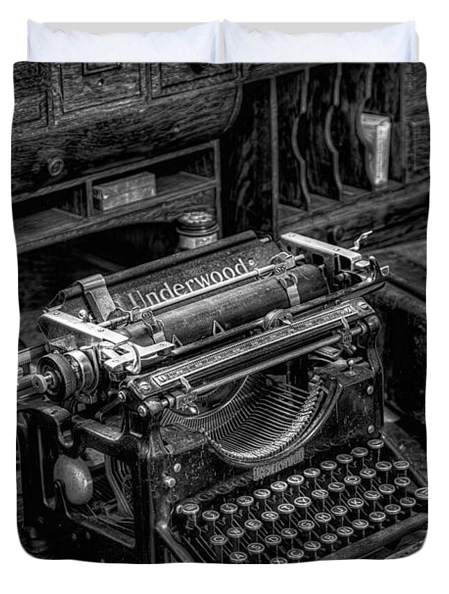 Typewriter Duvet Cover featuring the photograph Vintage Typewriter by Adrian Evans