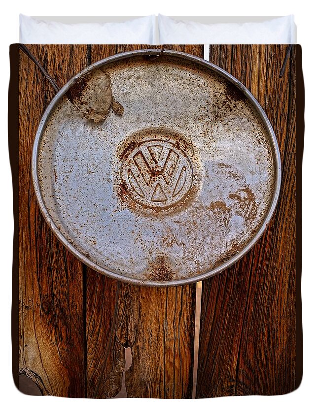 Vw Duvet Cover featuring the photograph Vintage VW Hubcap by Kerri Mortenson