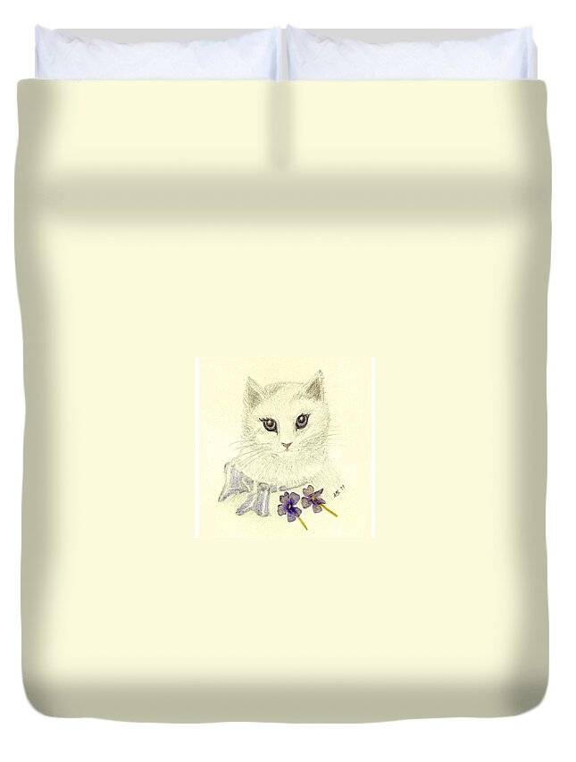 Cat Duvet Cover featuring the digital art Violet by Stephanie Grant