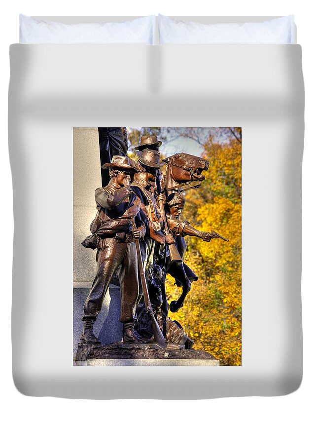 Civil War Duvet Cover featuring the photograph Virginia to Her Sons at Gettysburg - War Fighters - Band of Brothers 1A by Michael Mazaika