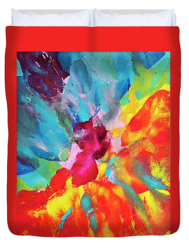 Art Duvet Cover featuring the digital art Vivid Multicolored Abstract Art On by Cstar55