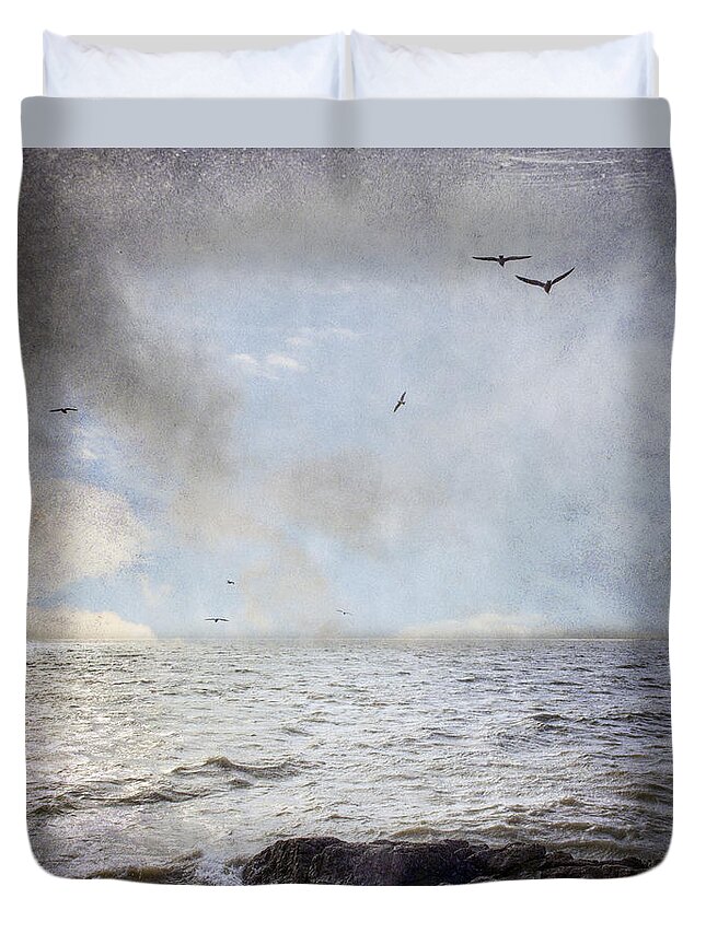 Birds Duvet Cover featuring the photograph Voice of the Sea by Michele Cornelius