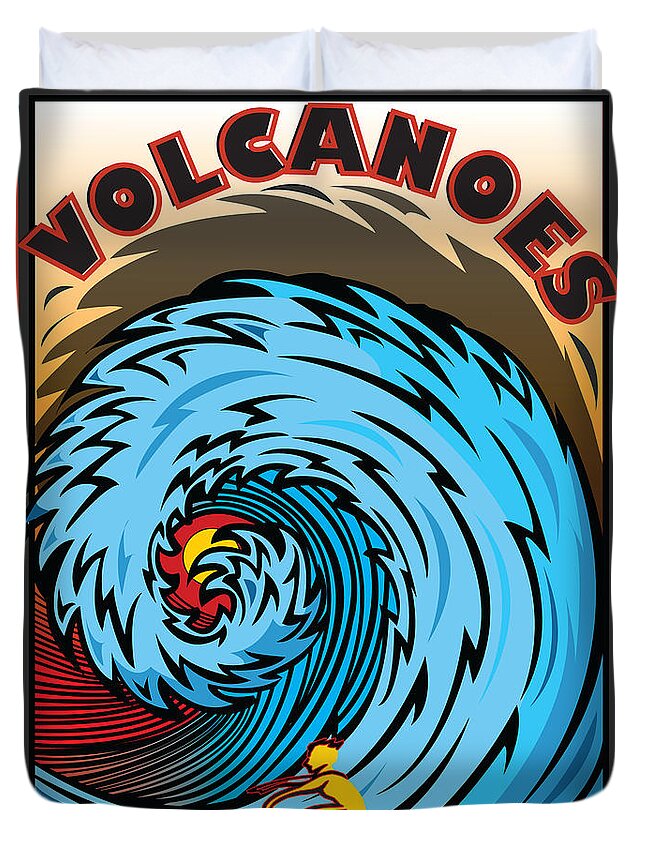 Surfing Duvet Cover featuring the digital art Surfing Volcanoes Baja Mexico Cabo San Quintin by Larry Butterworth