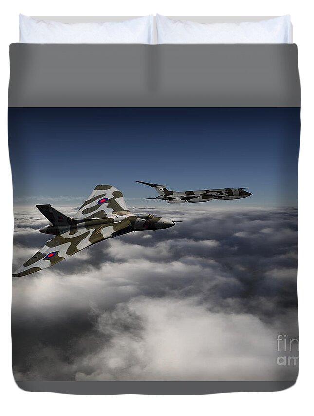 Avro Duvet Cover featuring the digital art Vulcan and Victor by Airpower Art