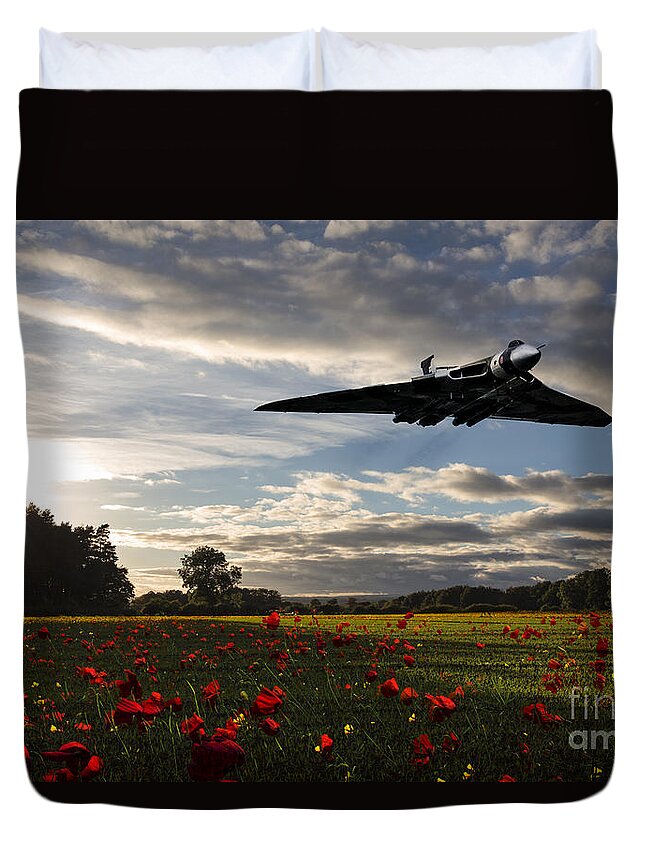 Vulcan Bomber Poppy Duvet Cover featuring the digital art Vulcan History by Airpower Art