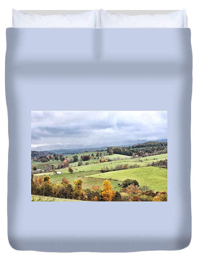 Fall Duvet Cover featuring the photograph WaddleTown Road by Denise Romano