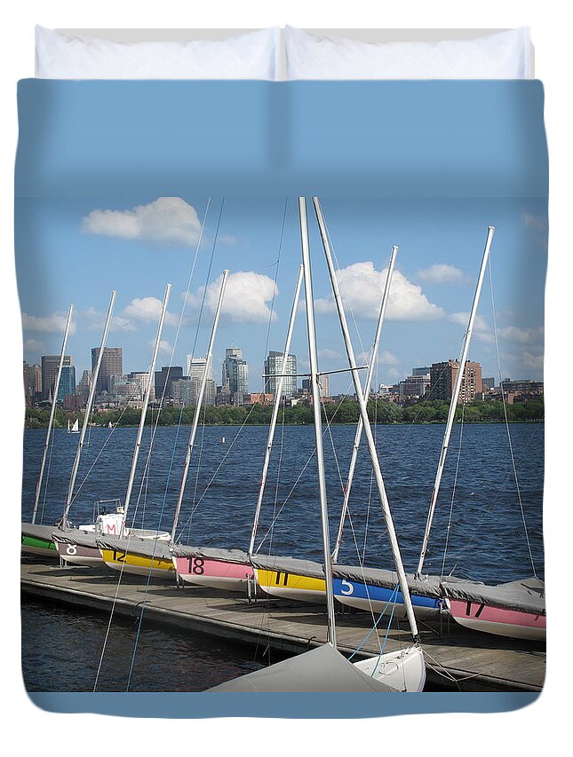 Boston Duvet Cover featuring the photograph Waiting for sailors on the Charles by Barbara McDevitt