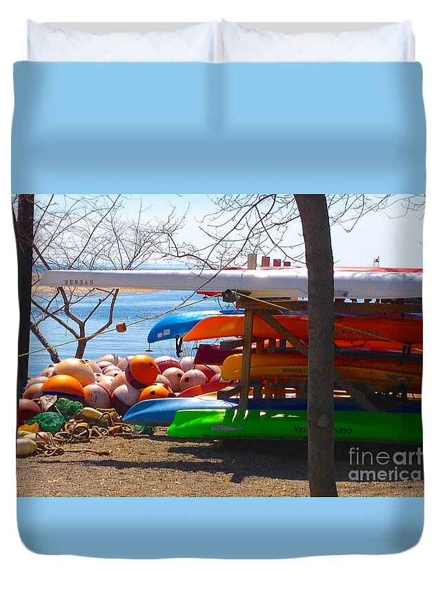 Kayak Duvet Cover featuring the photograph Waiting for Summer by Beth Saffer