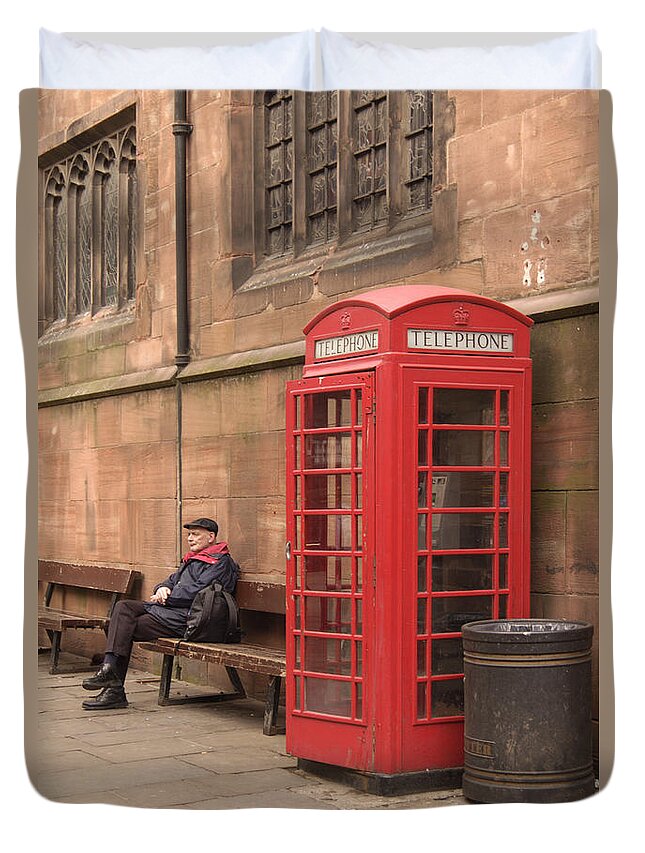 Telephone Booth Duvet Cover featuring the photograph Waiting on a Call by Mike McGlothlen