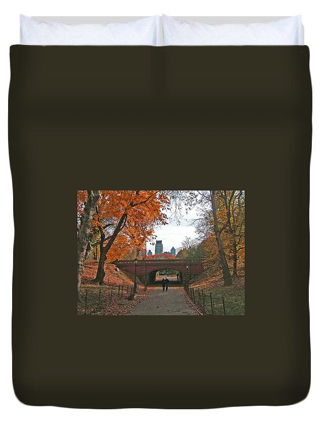 Central Park Duvet Cover featuring the photograph Walk in the Park by Barbara McDevitt