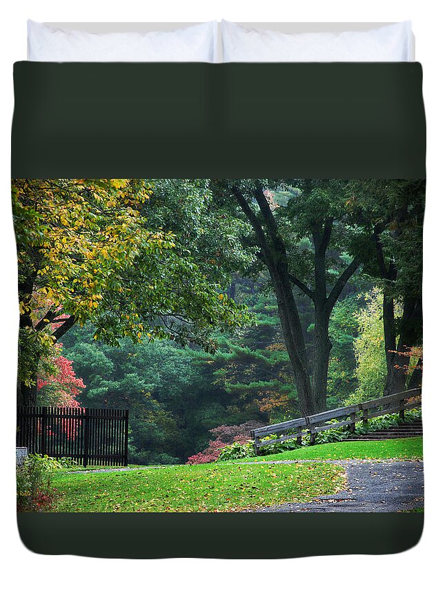 Fall Duvet Cover featuring the photograph Walk in the Park by Christina Rollo