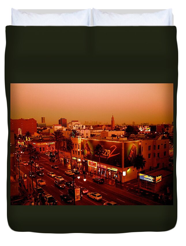 Hollywood Prints Duvet Cover featuring the photograph Walk of Fame Hollywood in orange by Monique Wegmueller