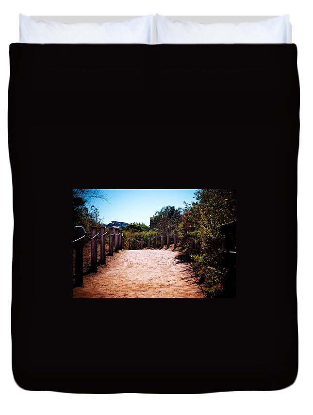 California Duvet Cover featuring the photograph Walk to the Beach by Eric Benjamin