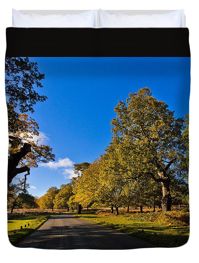 Richmond Park Duvet Cover featuring the photograph Walking Path by Maj Seda